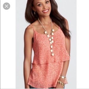 CAbi Red and Cream tiered Cami Medium